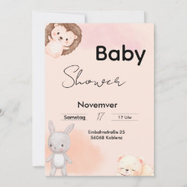 Convites Baby Shower Invitation Woodland Animals 