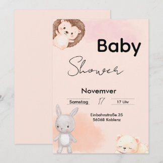 Convites Baby Shower Invitation Woodland Animals 