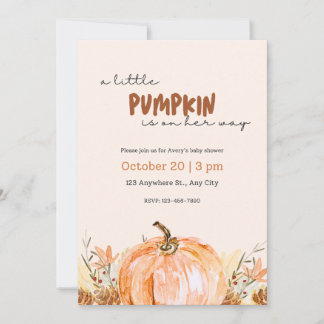 Convites Baby Shower Little Pumpkin Fall Invitation