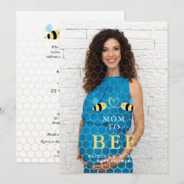 Convites Baby Shower Mom to Bee Quote Bees Couple Photo