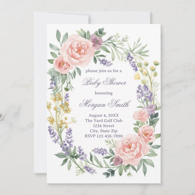 Convites Baby Shower Sprinkle Invitation – Watercolor (Frente)