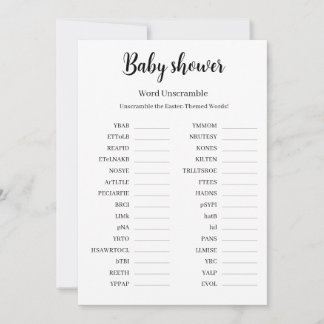 Convites Baby Shower Word Unscramble Game, Printable 