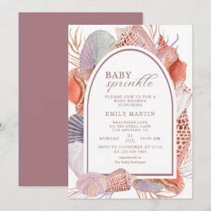 Convites Baby Sprinkle Beach Seashells Chá de fraldas