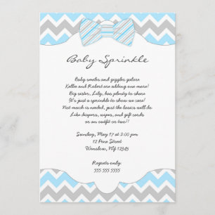Convites Baby Sprinkle Blue Arco tie chá de fraldas convida