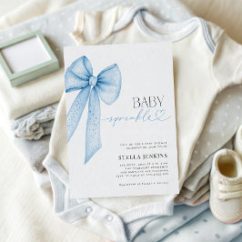 Convites Baby Sprinkle Blue Bow Baby Shower Invitation