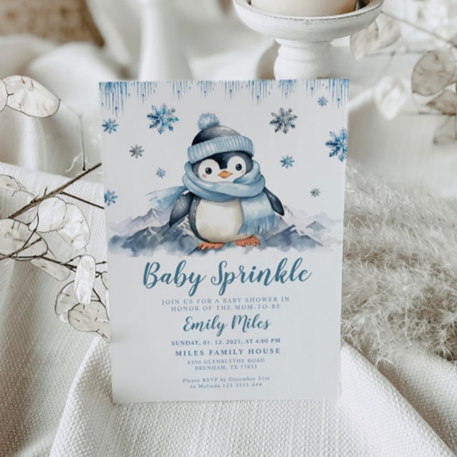 Convites Baby Sprinkle, Chá de fraldas Penguin Invitation (Criador carregado)