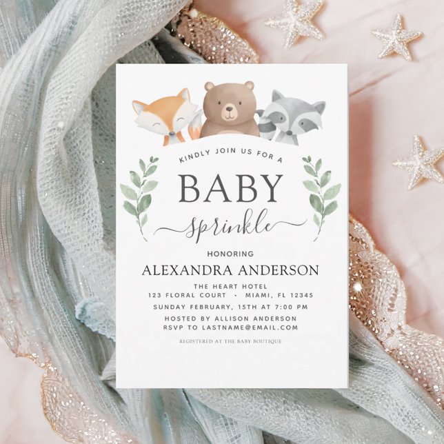 Convites Baby Sprinkle Chá Woodland Eucalyptus Greenery (Criador carregado)