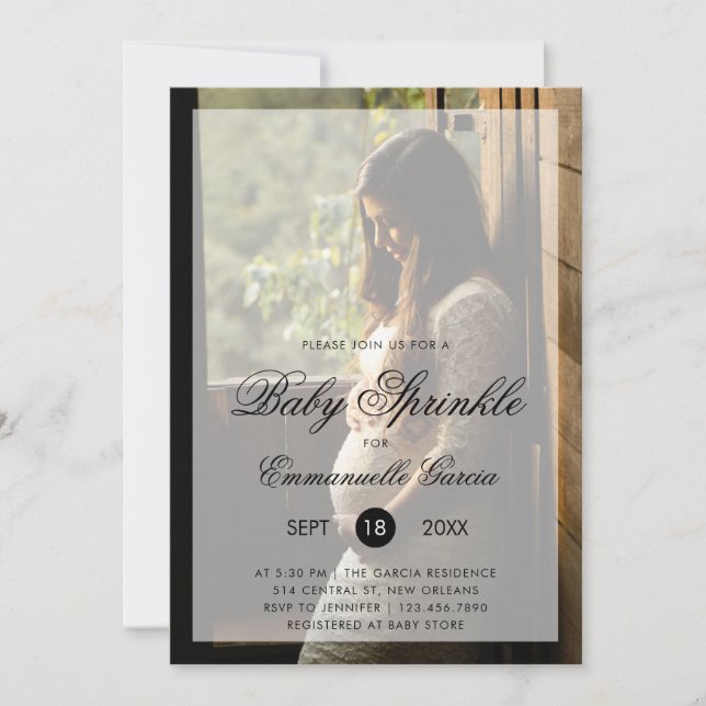 Convites Baby Sprinkle Foto Moderna Gênero Neutro (Frente)