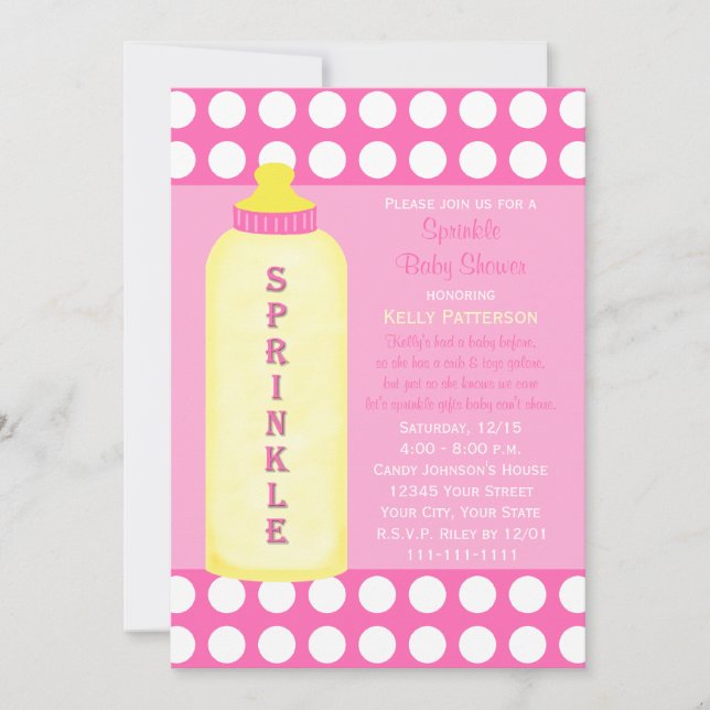 Convites Baby Sprinkle Invite Garrafa Chá (Frente)