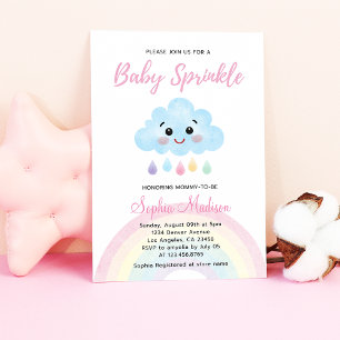 Convites Baby Sprinkle Rainbow Rain Chá de fraldas