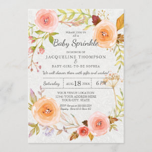 Convites Baby Sprinkle Typografia Watercolor Wreath Floral