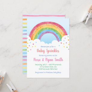 Convites Baby Sprinkles Pastel Rainbow Chá de fraldas Invit