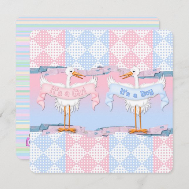 Convites Baby Storages for Baby Gender Reveal (Frente/Verso)