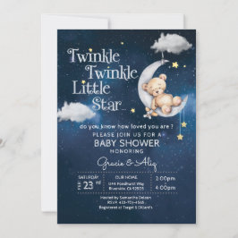 Convites BABY Teddyd Bear Twinkle Twinkle Pequena estrela