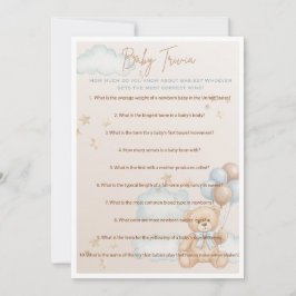 Convites Baby Trivia Game for Boy Chá de fraldas, Teddy Bea
