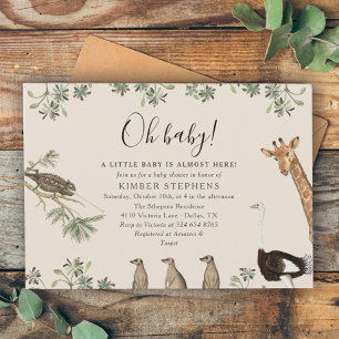 Convites Baby Vintage Safari Animal Baby Shower