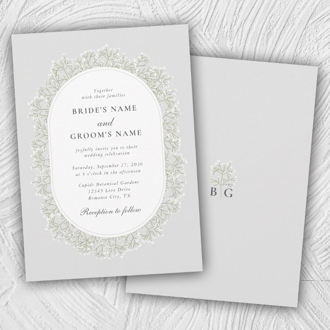 Convites Baby's Breath Monogram Gypsophila Floral Wedding (Baby's Breath Monogram Gypsophila Floral Wedding Invitation)