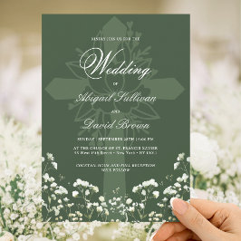 Convites Baby's Breath on Sage Green Religious Wedding