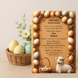 Convites Babys First Easter Pastel Green Spring Lamb Party