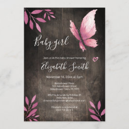 Convites Babyshower, borboleta rosa-d'água russa