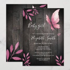 Convites Babyshower, borboleta rosa-d'água russa