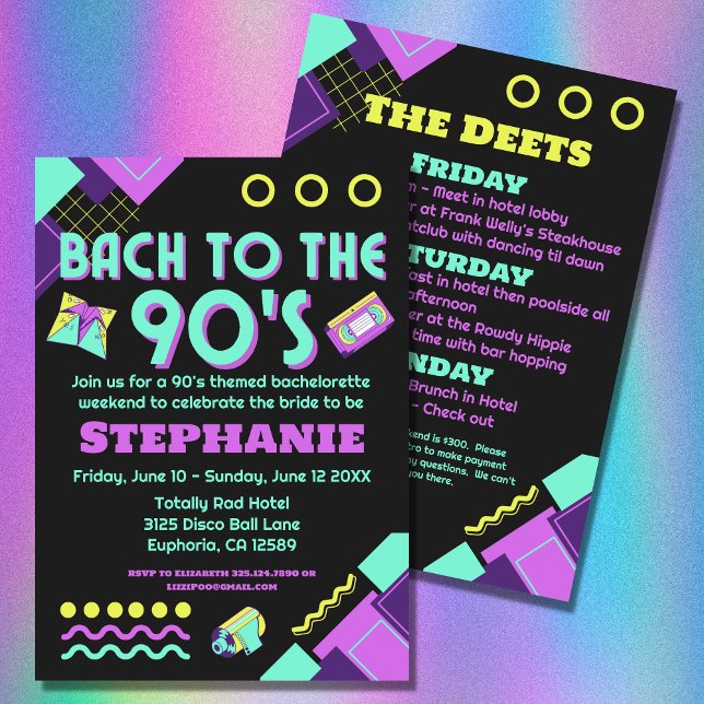 Convites Bach ao final de semana da Bachelorette dos anos 9 (A fun 90s theme for your bachelorette party!)