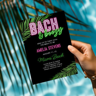 Convites Bach & Boozy Neon Verde & Rosa Fim de Semana Tropi