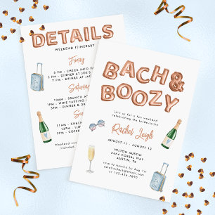 Convites Bach & Boozy Rose Gold Fim de Semana de Despedida