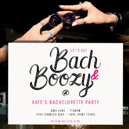 Convites Bach & Boozy White & Festa de solteira rosa