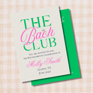 Convites Bach Club Modern Simple Green Bachelorette