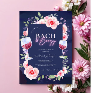 Convites Bach e Boozy Neon e Floral Rosa Despedida de Solte