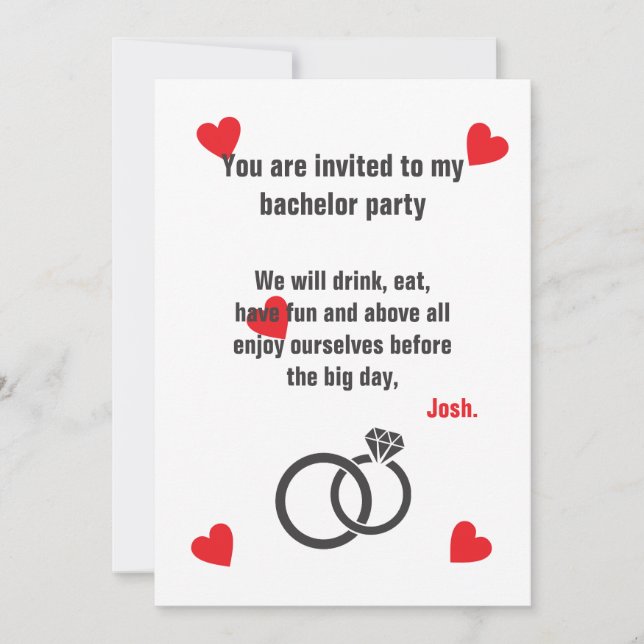 Convites bachelor party invitation (Frente)