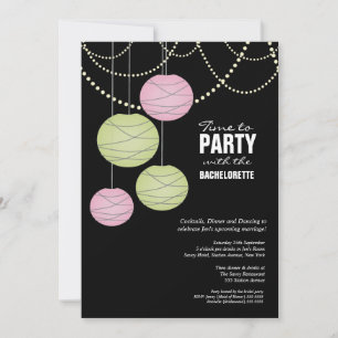 Convites Bachelorette 5 x 7 Partido Verde Rosa Lanternas