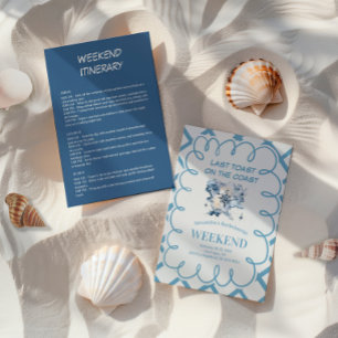 Convites Bachelorette Azul de Banda Azul de Compass Náutica