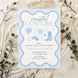 Convites Bachelorette Azul de Garota Costeira Ilustrada à M