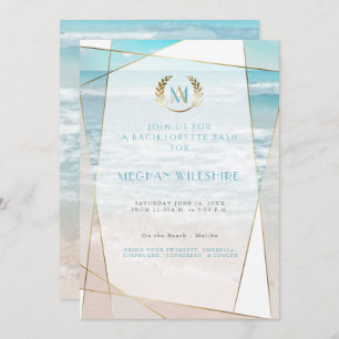 Convites Bachelorette Bash   Casamento de Praia do Monogram