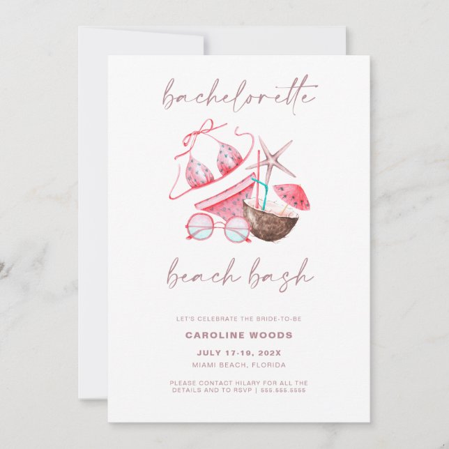 Convites Bachelorette Beach Bash Festa de solteira (Frente)
