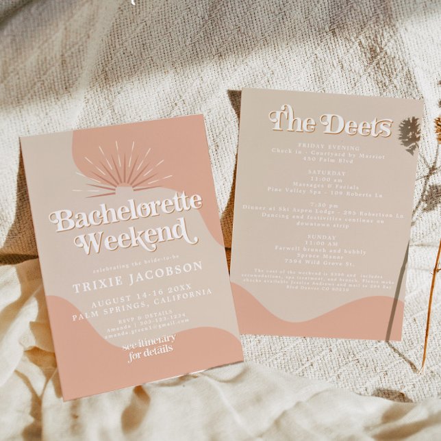 Convites Bachelorette Blush do Disco Groovy Retro 70 da TRI (Criador carregado)