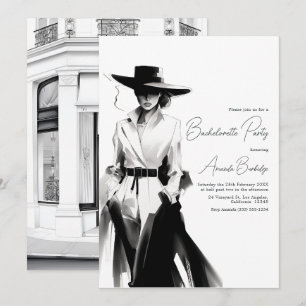 Convites Bachelorette Branca e Negra Estética de Dinheiro A