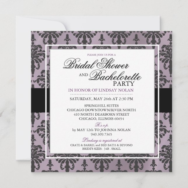 Convites Bachelorette/Chá de panela Preto PERSONALIZADO V2 (Frente)