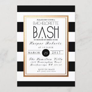 Convites Bachelorette Chic & Formal Bash   Dourado e preto