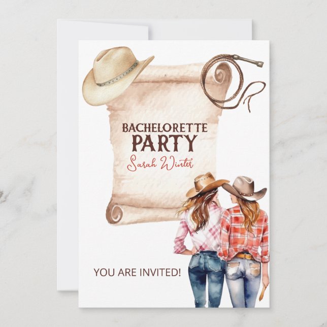 Convites Bachelorette Cowgirl (Frente)