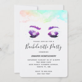 Convites Bachelorette de Aquarela de Olhos Roxos Glamorosos