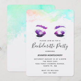 Convites Bachelorette de Aquarela de Olhos Roxos Glamorosos