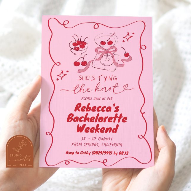 Convites Bachelorette de Casando Martini Desenhado Mão (Criador carregado)