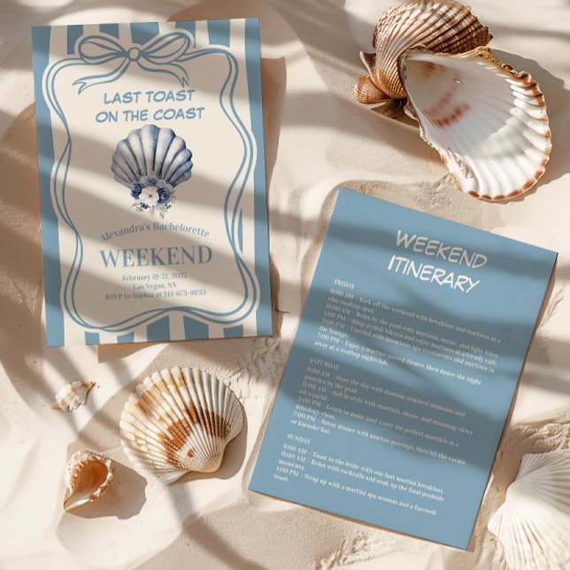 Convites Bachelorette de Celebração Floral Costeira Azul (Criador carregado)
