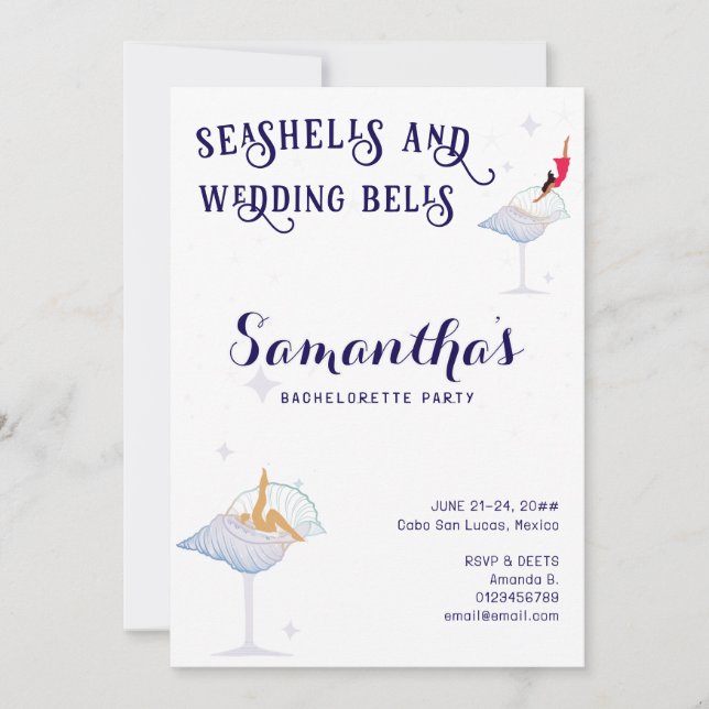 Convites Bachelorette de Cruzeiros de Praia de Seashells (Frente)