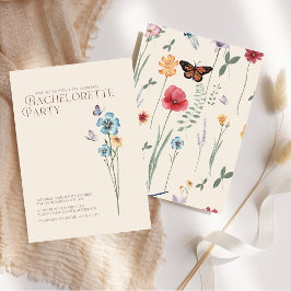 Convites Bachelorette de Flor Selvagem Azul Simples