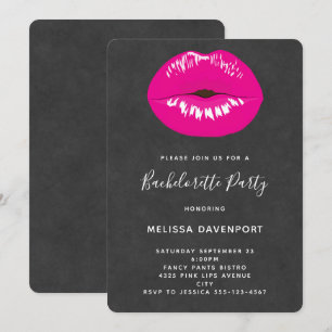 Convites Bachelorette de Ilustração Glamorosa de Lábios 