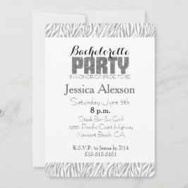 Convites Bachelorette de Impressão Zebra cinza